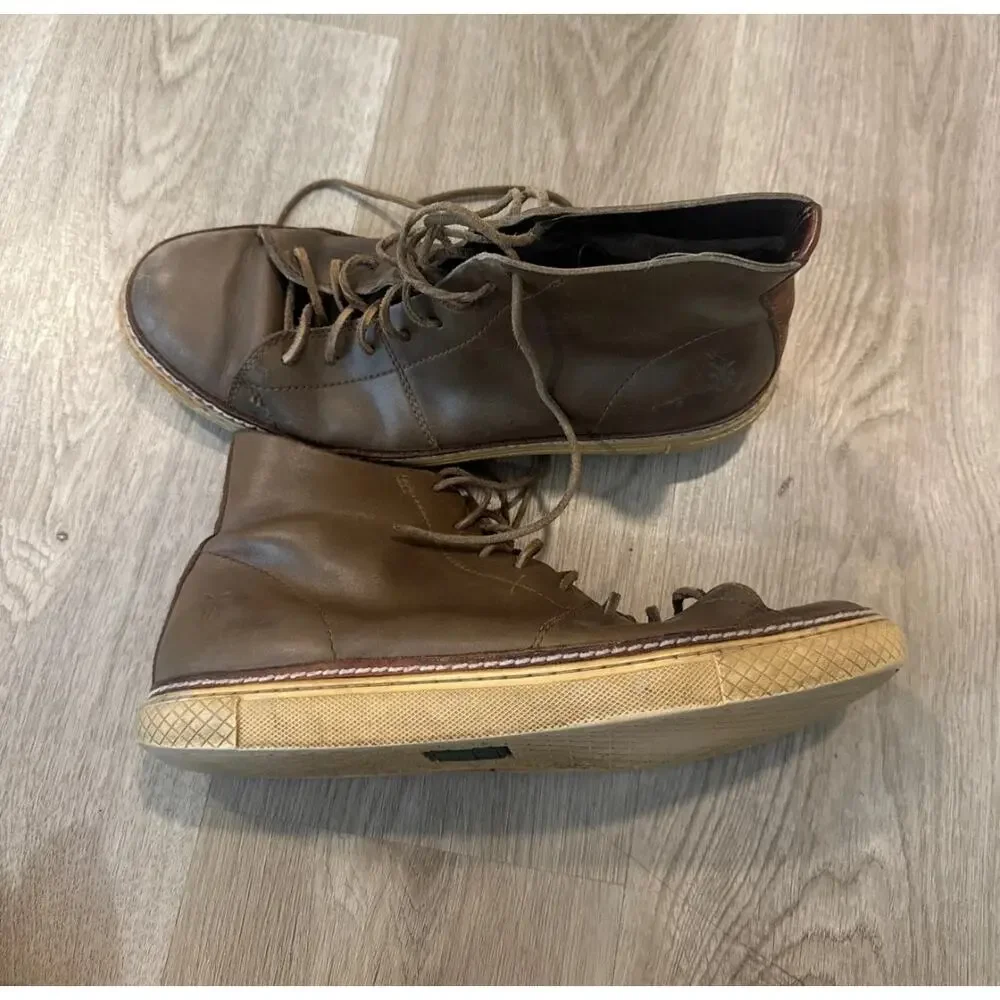 Frye Gates High Brown Leather Lace Up Lifestyle Sneakers Shoes Size 9.5 Classic